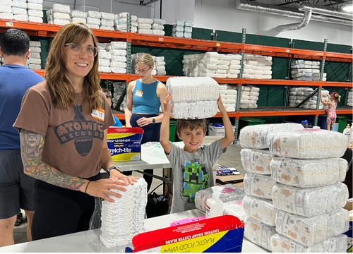 Packing Diapers for Milwaukee Diaper Mission