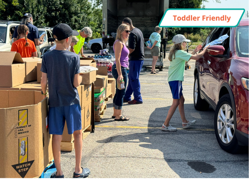 Dispense Food Outreach Bags at the Domes with Just One More Ministry