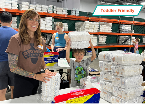 Packing Diapers for Milwaukee Diaper Mission